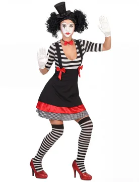 Süsse Pantomime Damenkostüm Clownfrau schwarz-weiss - KARNEVAL-MEGASTORE - FashionsVida
