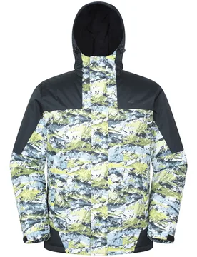 Shadow II Mens Printed Ski Jacket - Green - Mountain Warehouse - FashionsVida