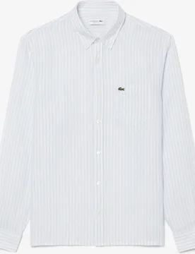 Camisa de hombre de lino de corte regular de rayas de manga larga - Lacoste - FashionsVida