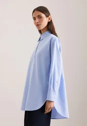 Oxford Hemdbluse Oversized mit tiefer Passe Blau 38