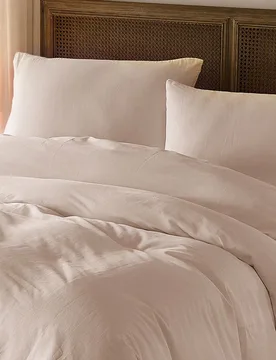 Juego de ropa de cama de 2 o 3 piezas de 100% algodón caqui liso, reversible (1 funda nórdica y 1/2 funda de almohada), de tela transpirable. Juego - Shein - FashionsVida
