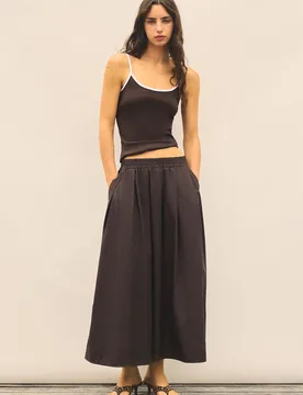 Long Poplin Skirt (Size: ) - Pull&bear - FashionsVida
