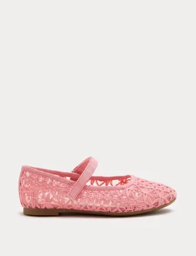 Kids' Stitched Mesh Ballet Pumps (4 Small-2 Large) Pink Mix Female - M&S - FashionsVida