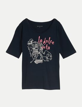 T-Shirt mit Print Blau XXL