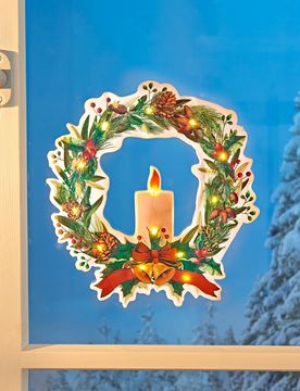 LED-Fensterbild "Weihnachtskranz"