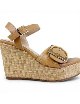 Alviero Martini Prima Classe Sandalo Zeppa H100 Donna Noce Taglia 39 in Tessuto Geo Classic - ALVIERO MARTINI 1 CLASSE - FashionsVida