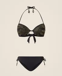 Haut de maillot de bain push-up avec broderie et slip