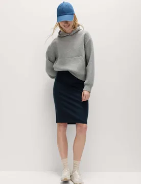 Jersey Knee Length Pencil Skirt Dark Navy female - M&S - FashionsVida