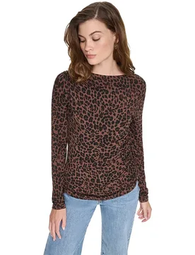 Top A Maniche Lunghe Dw5900325 Nocturnal Small Ches Brown S - DKNY - FashionsVida