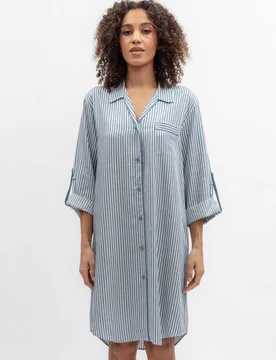 Pure Modal Striped Nightshirt Blue female - Cyberjammies - FashionsVida
