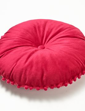 Rundes Kissen mit Knopf in der Mitte, rot