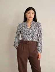 Geometric V-Neck Blouse Cream Mix female