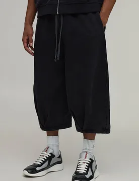 Mens Heavyweight Pleated Washed Jersey Longline Jort - Black Cotton - Size Medium - boohooMAN - FashionsVida