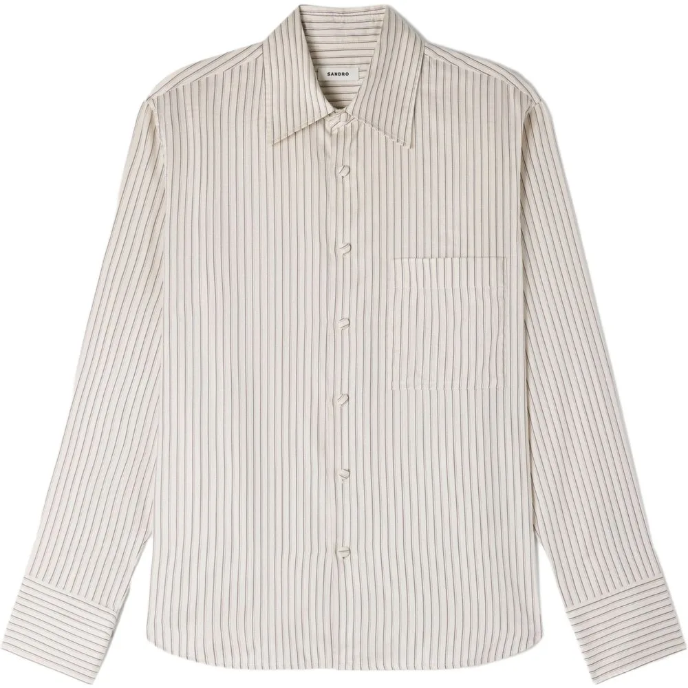 Camisa de hombre fluida de rayas puños anchos - sandro - FashionsVida