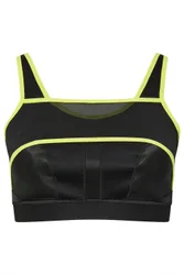 Women's Mesh Contrast Trim Non Padded Sports Bra in Black Size: 38C-D - Black - Size: 38C-D
