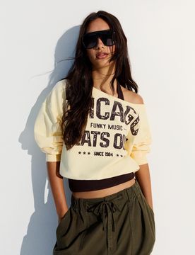 Sweat À Col Asymétrique Double M Jaune