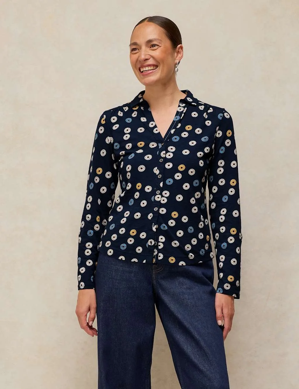 Jersey Printed Shirt Navy Mix female - White stuff - FashionsVida