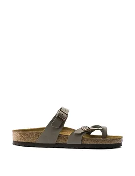 Mayari Leather Crossover Buckle Flat Sandals Stone female - Birkenstock - FashionsVida