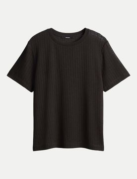 Slim-Fit Rippshirt Kadina Schwarz 38