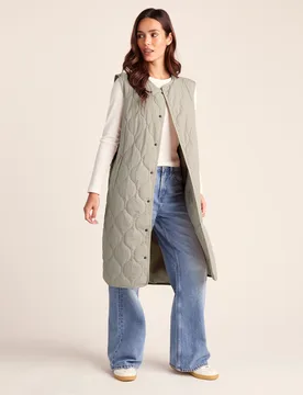 Jena Womens Long Insulated Gilet - Cool Beige - Size 20 Uk - TOG24 - FashionsVida