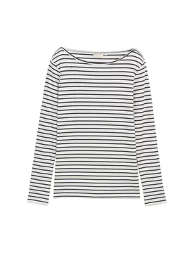 XL T-shirt striped boatneck female