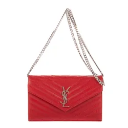 Womens Wallet On Chain Shoulder Bag - Red - One Size