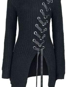 Gothic Strickpullover - Meleri Top - S bis 3XL - für Damen - Größe XL - schwarz - Frauen - female - Poizen Industries - FashionsVida