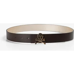 Cinturón de mujer 100% piel reversible con cierre de calavera