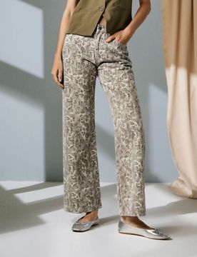 Jeans a gamba larga - beige