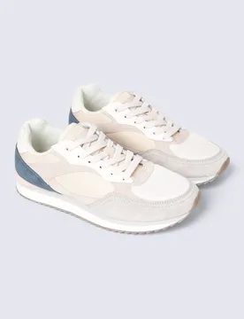 Sutton Womens Casual Leather Trainers - Beige - Beige - Size: 5 - Animal - FashionsVida