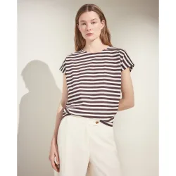 Camiseta de mujer sin mangas y estampado de rayas