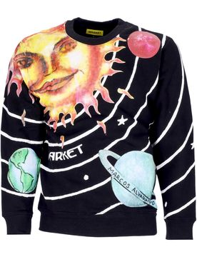 Felpa Girocollo Uomo Solar System Aop Crewneck Black