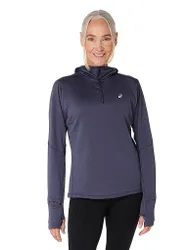Maglietta da running da donna Road Winter con cappuccio blu L