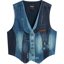 Desigual - CHALECO DENIM PATCHWORK