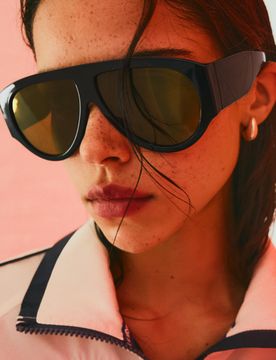 Lunettes De Soleil Rétro En Acétate Noir