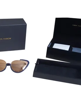 Navy/Rose Gold Khira 736/C7 Sunglasses - Linda Farrow - FashionsVida