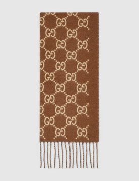 Gucci Cashmere GG Fringed Scarf