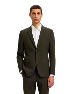 Blazer Liam Mini Hounds Slim Fit Dark Brown Melange / Houndstooth 52 - Selected - FashionsVida