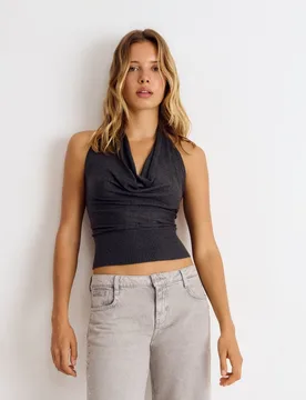 Top de mujer con escote cascada - Brownie - FashionsVida
