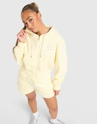 Graphic Swoosh Crop Full Zip Hoodie - Damen, Gelb - female - Size: M