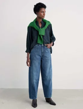 Pure Cotton Checked Relaxed Blouse Navy Mix female - Seasalt cornwall - FashionsVida