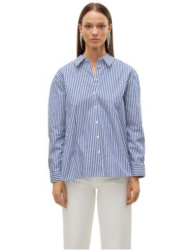 Camicia a righe bianca blu con strass Inge 10321807