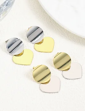 Fashion versatile simple two-color copper love stud earrings, earrings, charm temperament women's daily wear accessories - Aliexpress - FashionsVida