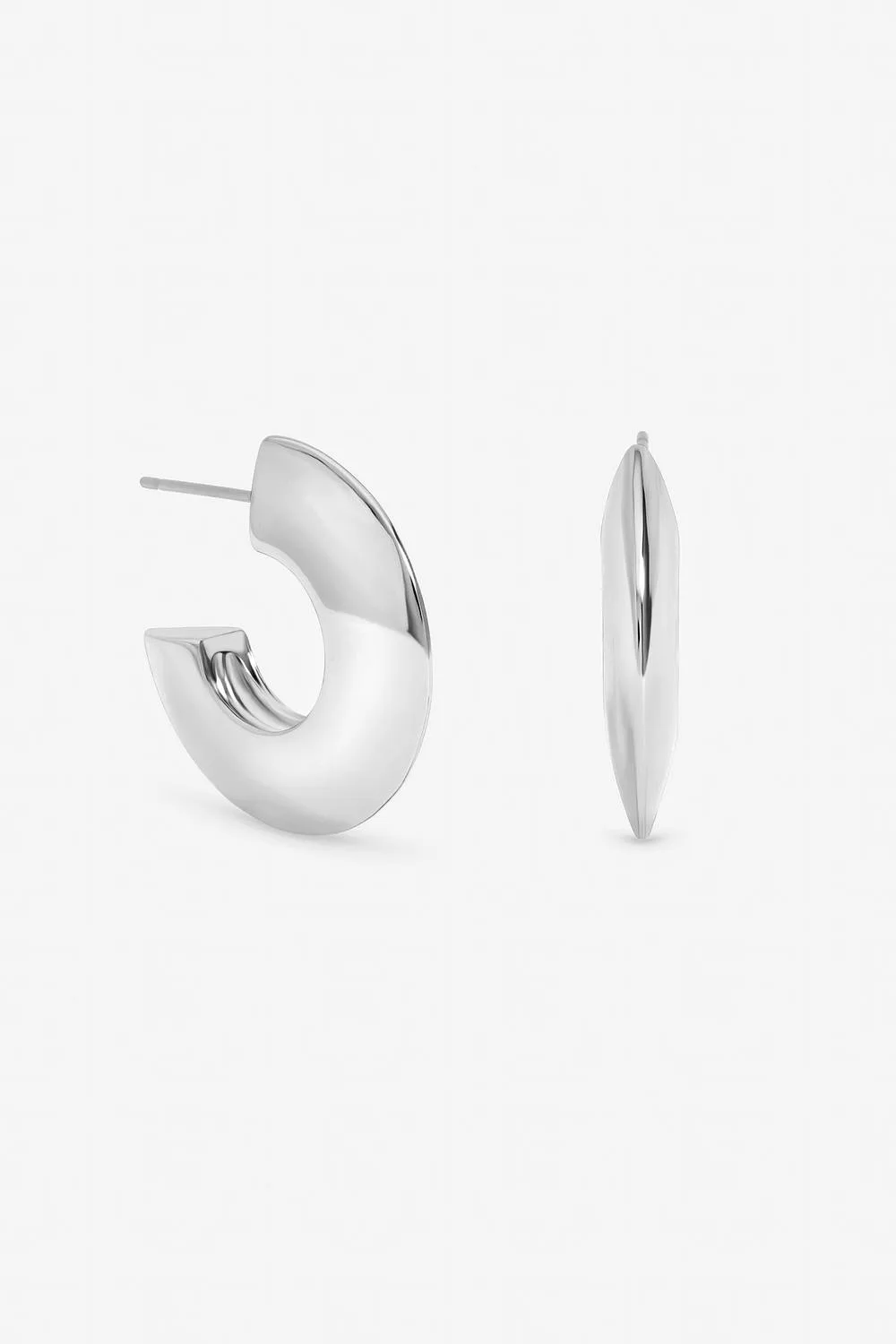 Women's Silver Plated Flat Disk Hoop Earrings - Silver - Size: One Size - Jon Richard - FashionsVida