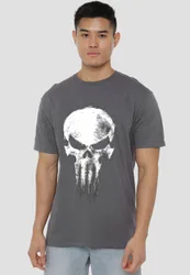 Unisex Daredevil Born Again Skull The Punisher Returns T-Shirt, Light Graphite in Grey Size: Small - Grey - Size: S