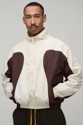 Herren Kastige Trainingsjacke Mit Farbblockdesign Ecru Größe Small