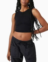 Free Throw Rib Crop Vest Top Black female