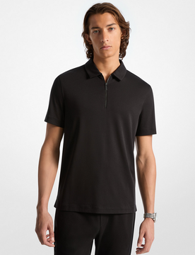 Polo con mezza zip uomo nero