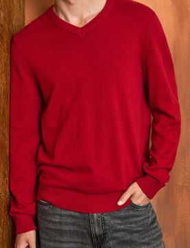 Maglione con scollo a V - rosso
