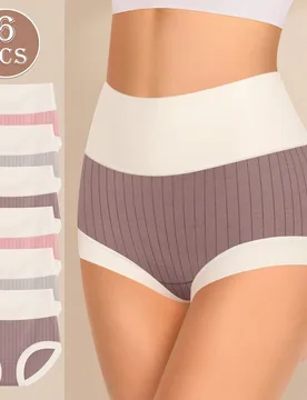 Piezas de ropa interior de mujer de cintura alta de algodón suave - Shein - FashionsVida